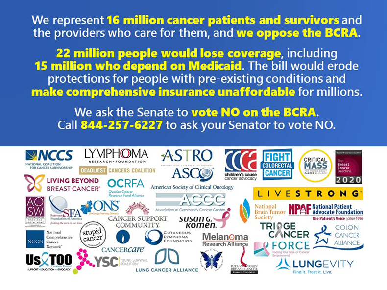 34 Cancer-Related Patient and Professional Organizations Jointly Oppose the Senate's BCRA