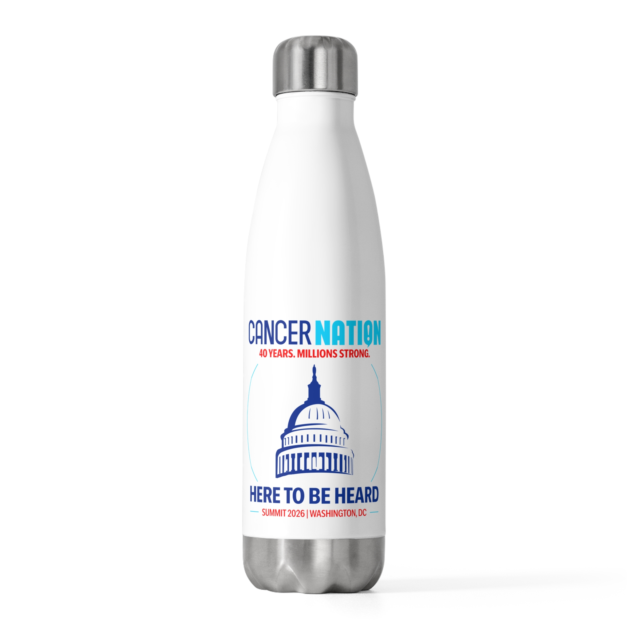 Cancer Nation 20 oz Insulated Water Bottle | “Here To Be Heard” Summit 2026 Washington, DC