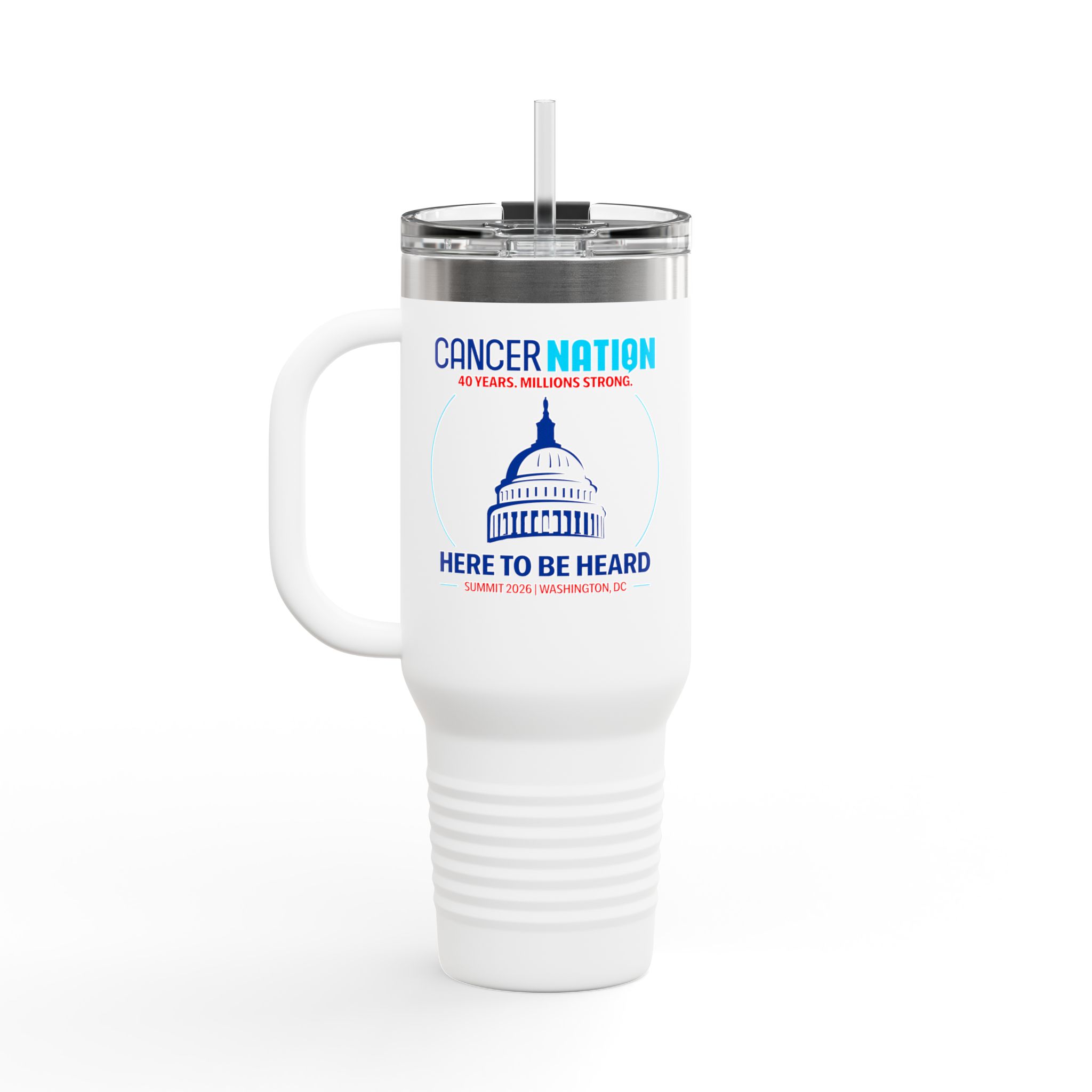 Cancer Nation 40 oz Insulated Travel Mug | “Here To Be Heard” Summit 2026 Washington, DC