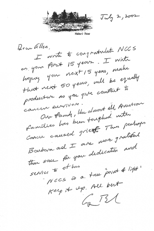 George H.W. Bush letter to NCCS CEO Ellen Stovall, 2002