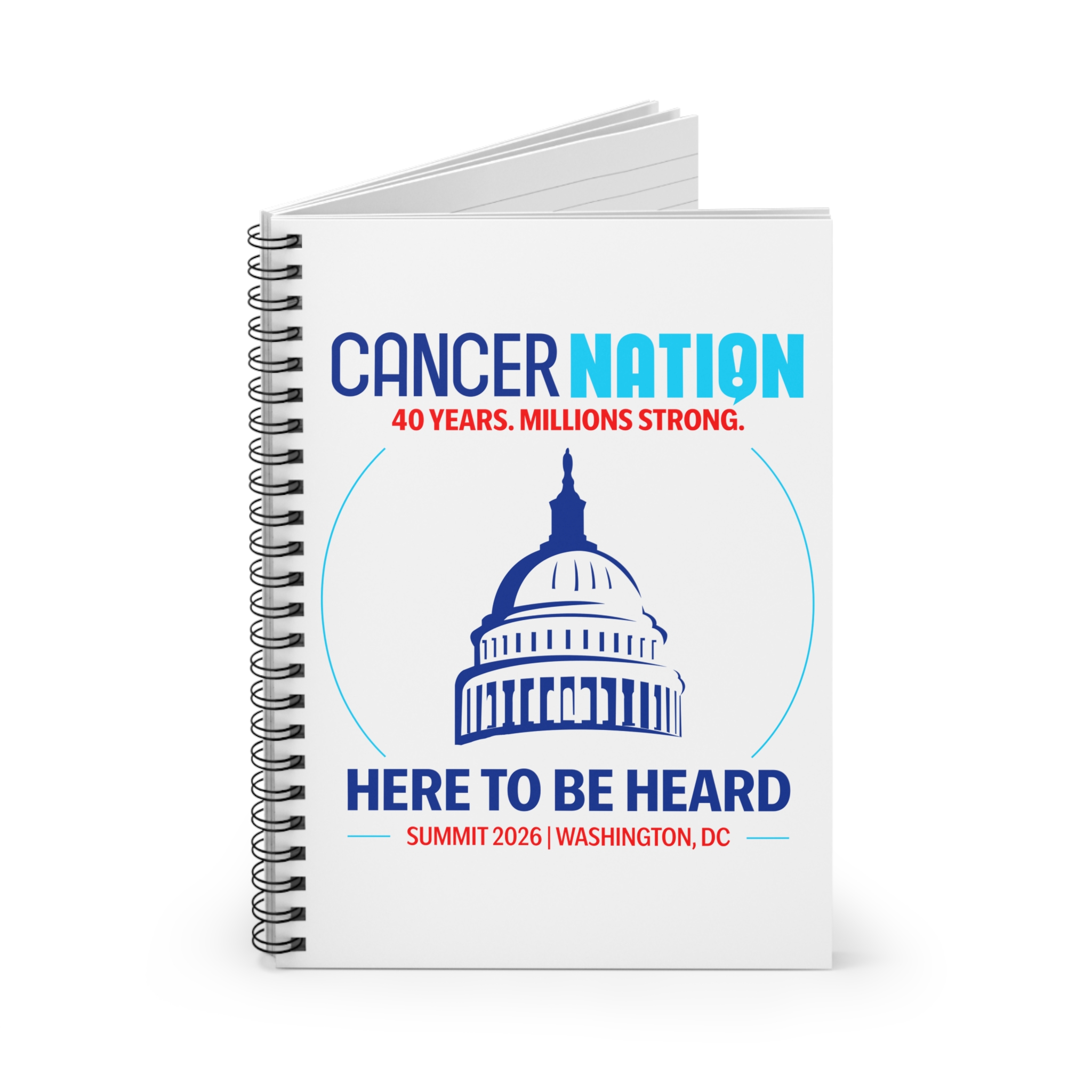 Cancer Nation Spiral Notebook | “Here To Be Heard” Summit 2026 Washington, DC