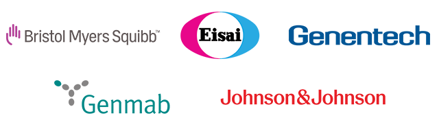 Cancer Nation Advocates Sponsor logos 2026: Bristol Myers Squibb, Eisai, Genentech, Genmab, Johnson and Johnson