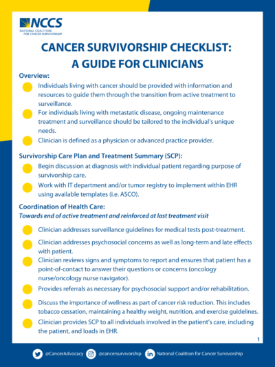 Survivorship Checklist for Clinicians