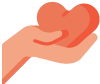 Icon of a heart with a caring hand