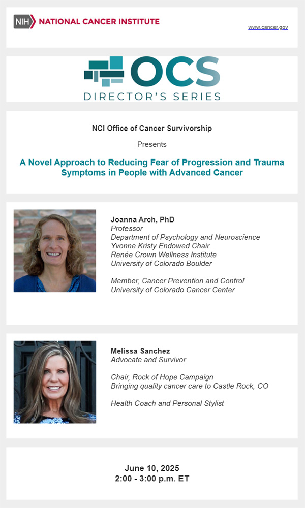 National Cancer Institute OCS Director's Series webinar flyer