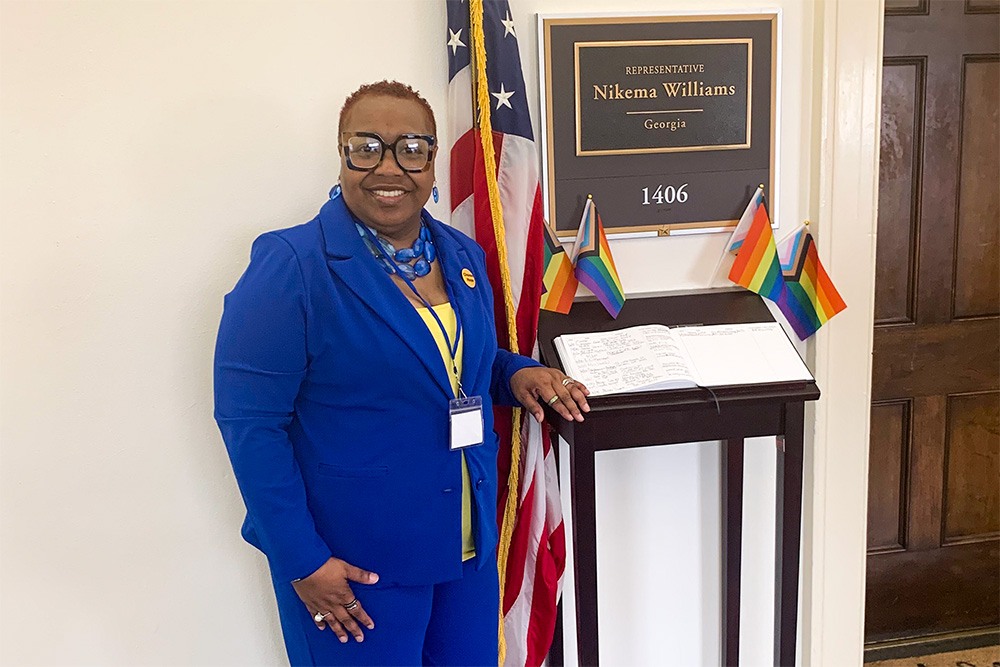 Monique Wilson in front of Rep. Nikema Williams office on Capitol Hill